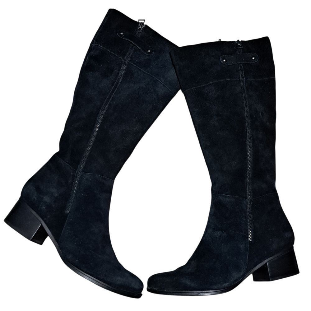 Naturalizer Demi Wide Width Leather Suede Boot Goth Missing Insert S 8.5WW Black